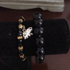 Two stretchy beaded bracelets